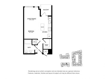 SF w/ Balcony floor plan